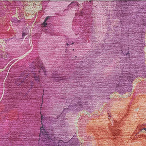 HomeRoots 5' X 8' Burgundy and Salmon Abstract Washable Area Rug - UV Resistant, Durable, & Stylish Design 701301