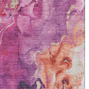 HomeRoots 5' X 8' Burgundy and Salmon Abstract Washable Area Rug - UV Resistant, Durable, & Stylish Design 701301