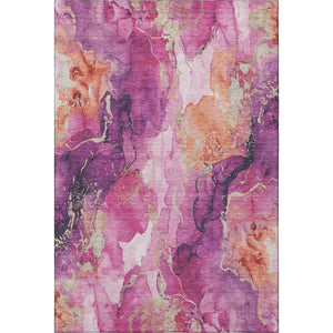 HomeRoots 9' X 12' Burgundy and Salmon Abstract Washable Area Rug - Stylish, Durable, UV-Protected for Homes 701304