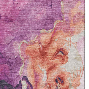 HomeRoots 10' X 14' Burgundy and Salmon Abstract Area Rug - Washable, UV Protected, Non-Slip, Stain Resistant! 701305