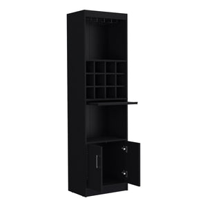 English Elm Pisek Elegant 5-Tier Bar Cabinet with 12 Bottle Cubbies & 5 Shelves — Tall Freestanding Wine Storage45 Black 42.1 L x 18.5 W x 9.44 H B097P199747