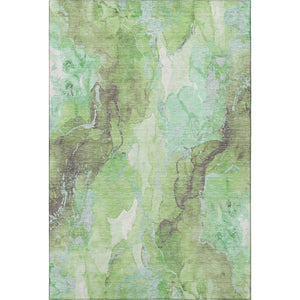 HomeRoots 5' Abstract Green and Charcoal Washable Area Rug with UV Protection for Modern Homes & High Traffic 701307