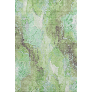 HomeRoots 8' X 10' Green & Charcoal Abstract Washable Area Rug - Durable, UV Protected, Modern Design for Any Room 701309