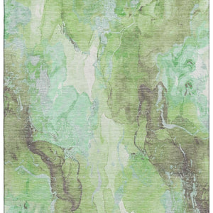 HomeRoots 8' X 10' Green & Charcoal Abstract Washable Area Rug - Durable, UV Protected, Modern Design for Any Room 701309