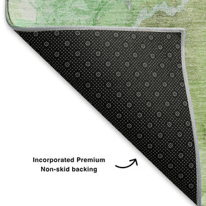 HomeRoots 10' Green & Charcoal Abstract Washable Area Rug - UV Protected, Stain Resistant, Perfect for Living Spaces 701311