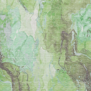 HomeRoots 10' Green & Charcoal Abstract Washable Area Rug - UV Protected, Stain Resistant, Perfect for Living Spaces 701311