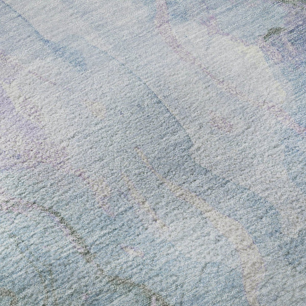 HomeRoots 8' Contemporary Lavender and Blue Abstract Round Rug - Washable, UV Protected, Durable Design for Homes 701314