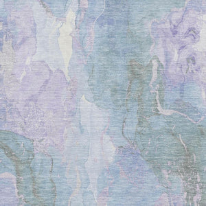 HomeRoots 8' X 10' Modern Lavender and Blue Abstract Washable Area Rug with UV Protection for High Traffic Rooms 701315