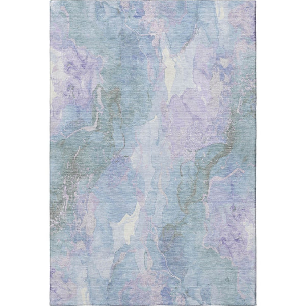 HomeRoots 8' X 10' Modern Lavender and Blue Abstract Washable Area Rug with UV Protection for High Traffic Rooms 701315