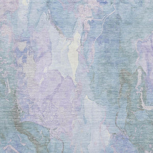 HomeRoots 9' X 12' Modern Lavender and Blue Abstract Area Rug - Washable, UV Protected, Stain Resistant Design 701316
