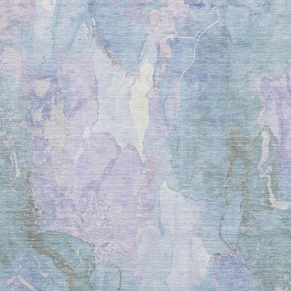 HomeRoots 9' X 12' Modern Lavender and Blue Abstract Area Rug - Washable, UV Protected, Stain Resistant Design 701316