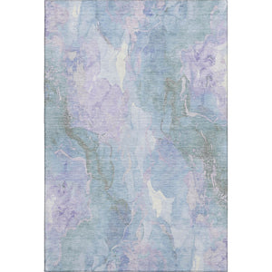 HomeRoots 10' X 14' Modern Lavender and Blue Abstract Area Rug – Washable, UV Protected, Stain Resistant Design 701317