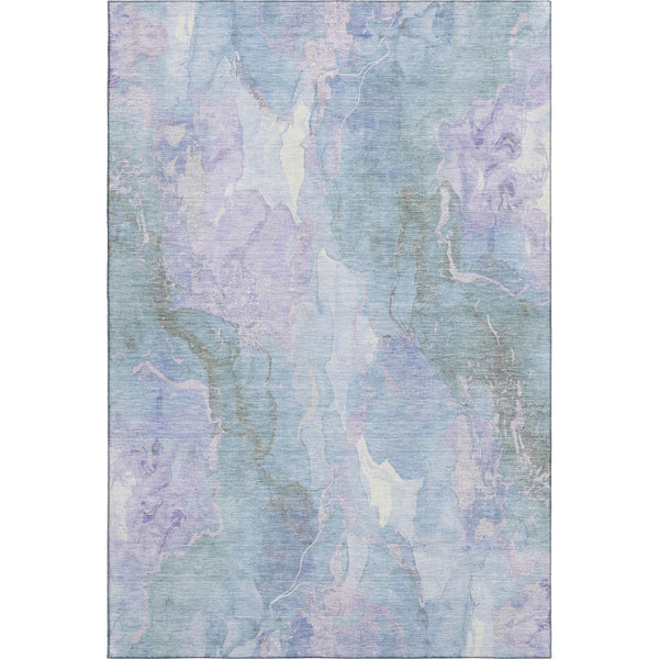 HomeRoots 10' X 14' Modern Lavender and Blue Abstract Area Rug – Washable, UV Protected, Stain Resistant Design 701317