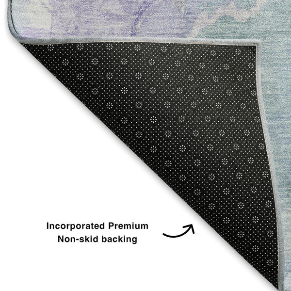 HomeRoots 10' X 14' Modern Lavender and Blue Abstract Area Rug – Washable, UV Protected, Stain Resistant Design 701317