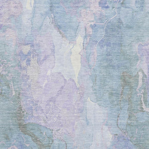 HomeRoots 10' X 14' Modern Lavender and Blue Abstract Area Rug – Washable, UV Protected, Stain Resistant Design 701317