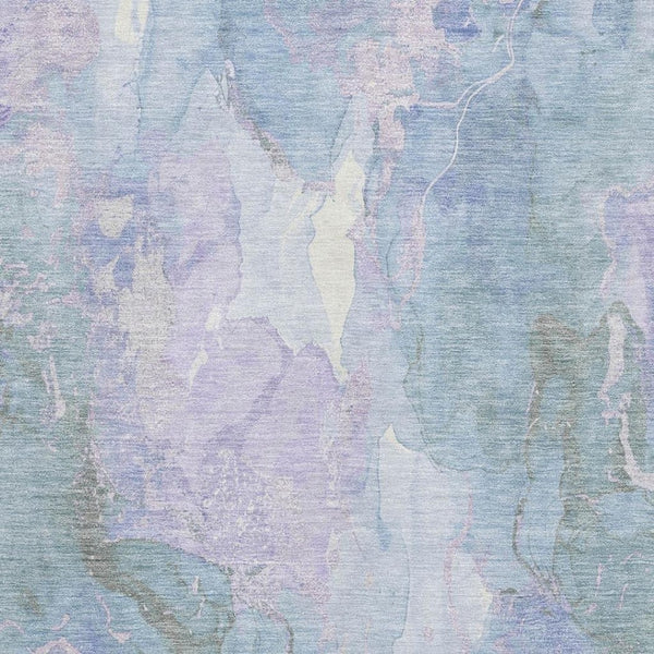 HomeRoots 10' X 14' Modern Lavender and Blue Abstract Area Rug – Washable, UV Protected, Stain Resistant Design 701317