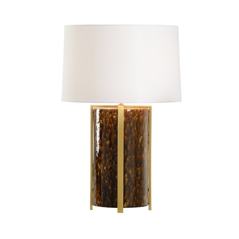 Chelsea House Tortoise Ceramic Lamp With Mottled Brown Glaze And Gold Accents — 25.5" Statement Table Lamp For Living Rooms 70132