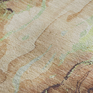 HomeRoots 10' X 14' Stylish Coffee Mint Green Abstract Area Rug - Washable, UV Protected, Non-Slip Design! 701323