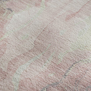 HomeRoots 8' X 10' Pink and Beige Abstract Washable Area Rug, Non-Slip, UV Protected for Modern Living Spaces 701327