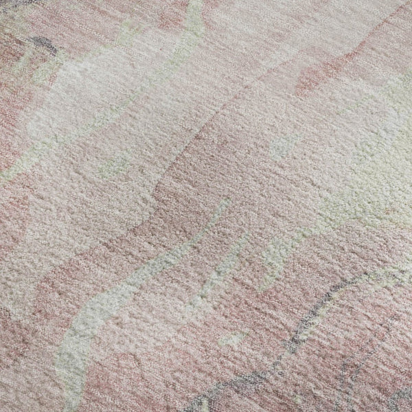HomeRoots 8' X 10' Pink and Beige Abstract Washable Area Rug, Non-Slip, UV Protected for Modern Living Spaces 701327