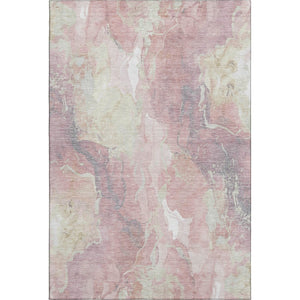 HomeRoots 9' X 12' Stylish Pink and Beige Abstract Washable Area Rug with Stain Resistance and UV Protection 701328
