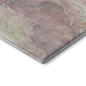 HomeRoots 9' X 12' Stylish Pink and Beige Abstract Washable Area Rug with Stain Resistance and UV Protection 701328