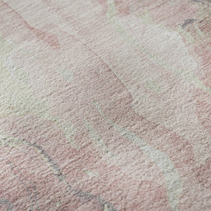 HomeRoots 10' X 14' Pink and Beige Abstract Washable Area Rug with UV Protection for Families and Pets 701329