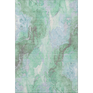 HomeRoots 5' X 8' Pale Aqua Green & Ivory Abstract Washable Area Rug - UV Protected, Modern & Stylish Decor 701331