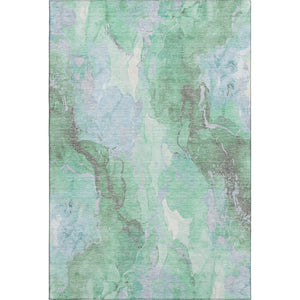 HomeRoots 8' X 10' Modern Pale Aqua Green and Ivory Abstract Area Rug – Washable, UV Protected, Durable Design 701333