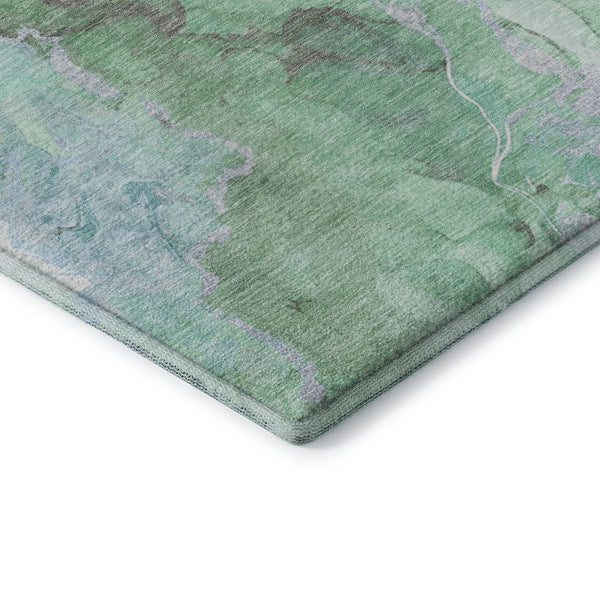 HomeRoots 8' X 10' Modern Pale Aqua Green and Ivory Abstract Area Rug – Washable, UV Protected, Durable Design 701333