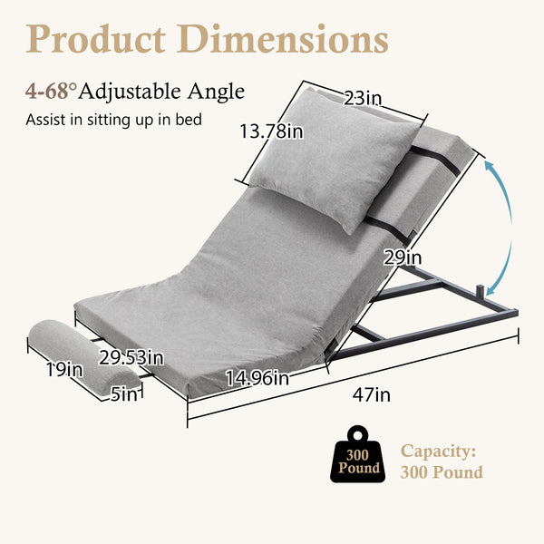 English Elm Electric Adjustable Bed Backrest - 300 Lbs Capacity, 4-68° Lift For Ultimate Comfort & Support W1422P352936