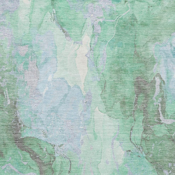 HomeRoots 9' X 12' Washable Pale Aqua Green & Ivory Abstract Area Rug with UV Protection for Modern Spaces 701334