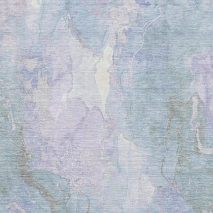 HomeRoots 5' X 8' Sky Blue Lavender Ivory Abstract Washable Area Rug – Stylish, Stain-Resistant, UV-Protected! 701337