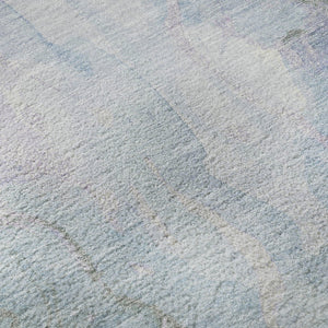 HomeRoots 8' Sky Blue Lavender Abstract Washable Round Rug - UV Protected, Stain Resistant, Ideal for Busy Homes 701338