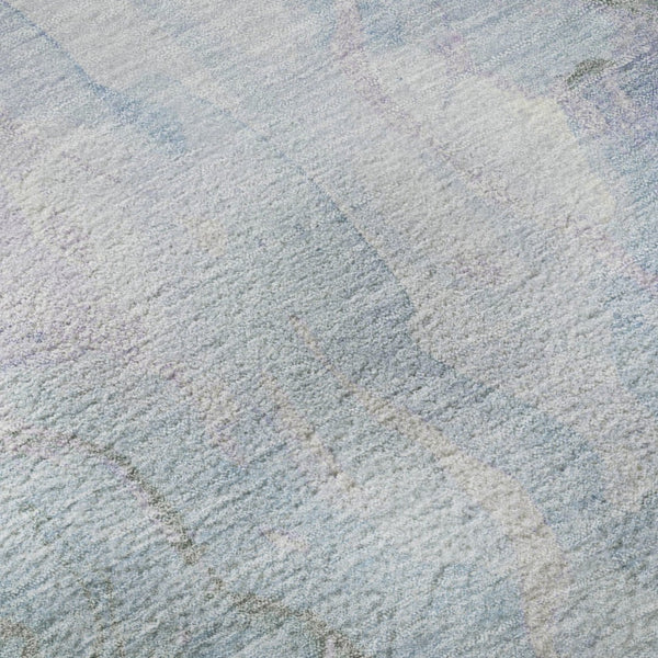 HomeRoots 8' Sky Blue Lavender Abstract Washable Round Rug - UV Protected, Stain Resistant, Ideal for Busy Homes 701338