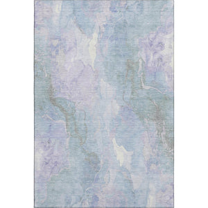 HomeRoots 8' X 10' Stylish Sky Blue, Lavender & Ivory Abstract Washable Area Rug with UV Protection & Durability 701339