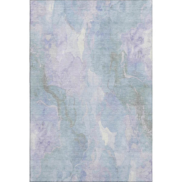 HomeRoots 8' X 10' Stylish Sky Blue, Lavender & Ivory Abstract Washable Area Rug with UV Protection & Durability 701339