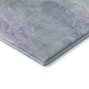HomeRoots 8' X 10' Stylish Sky Blue, Lavender & Ivory Abstract Washable Area Rug with UV Protection & Durability 701339