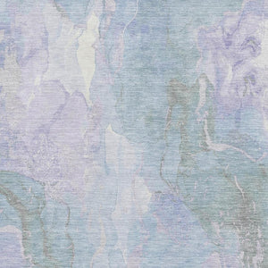 HomeRoots 8' X 10' Stylish Sky Blue, Lavender & Ivory Abstract Washable Area Rug with UV Protection & Durability 701339