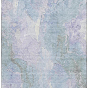 HomeRoots 8' X 10' Stylish Sky Blue, Lavender & Ivory Abstract Washable Area Rug with UV Protection & Durability 701339