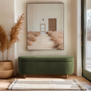 JLA Home INK+IVY - Boucle-Style Plush Storage Bench with Curved Front, Soft-Close Hinges & Solid Wood Legs for Entryways Green II105-0594