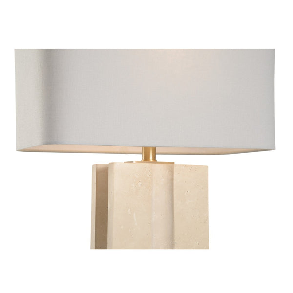 Chelsea House Groove Sculpted Table Lamp With Stone-Textured Base And Gray Linen Shade For Warm Ambient Glow 70134