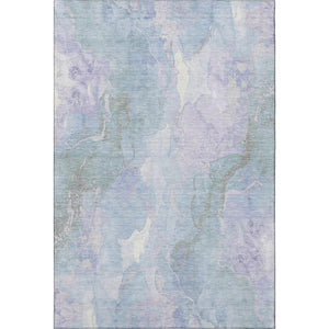 HomeRoots 9' X 12' Sky Blue Lavender Abstract Washable Area Rug - Durable, Stain-Resistant with UV Defense 701340