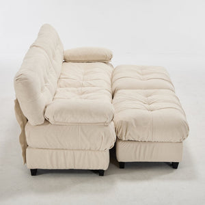 English Elm U Shaped Modular Sectional Sofa Flannelette Cloud Couch Deep Seat Plush Living Room Beige W2120S00029