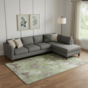 HomeRoots 9' X 12' Artichoke Green Abstract Area Rug - Washable, UV Protected, Soft & Durable for Every Home! 701352