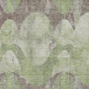 HomeRoots 9' X 12' Artichoke Green Abstract Area Rug - Washable, UV Protected, Soft & Durable for Every Home! 701352
