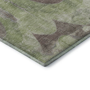 HomeRoots 10' X 14' Artichoke Green & Taupe Abstract Washable Area Rug - Durable, UV Protected & Stylish Comfort 701353