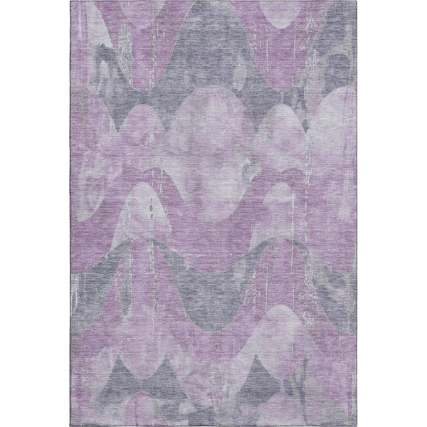 HomeRoots 5' X 8' Stylish Lavender & Gray Abstract Area Rug - UV Protected, Stain-Resistant, Easy Care! 701355