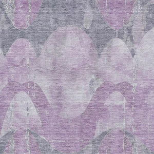 HomeRoots 5' X 8' Stylish Lavender & Gray Abstract Area Rug - UV Protected, Stain-Resistant, Easy Care! 701355