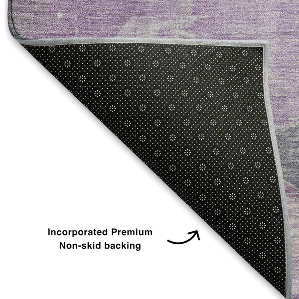 HomeRoots 8' X 10' Stylish Lavender & Gray Abstract Area Rug – Washable, UV Protected, Pet-Friendly Design! 701357
